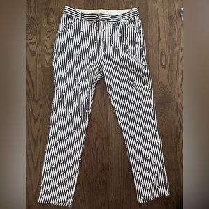 Anthropologie Essential Slim Blue / White Stripes - Size 8